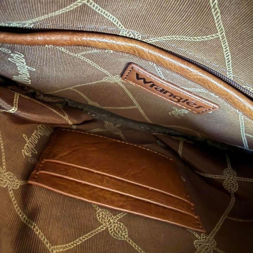 Wrangler Cognac Faux Leather Sling Crossbody Belt Bag Western Adjustable Strap - Picture 5 of 6